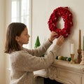 Handmade Hand Felted Wool Wreath - Red Amaryllis Flowers - 14" Arcadia Home - Che Cose Belle