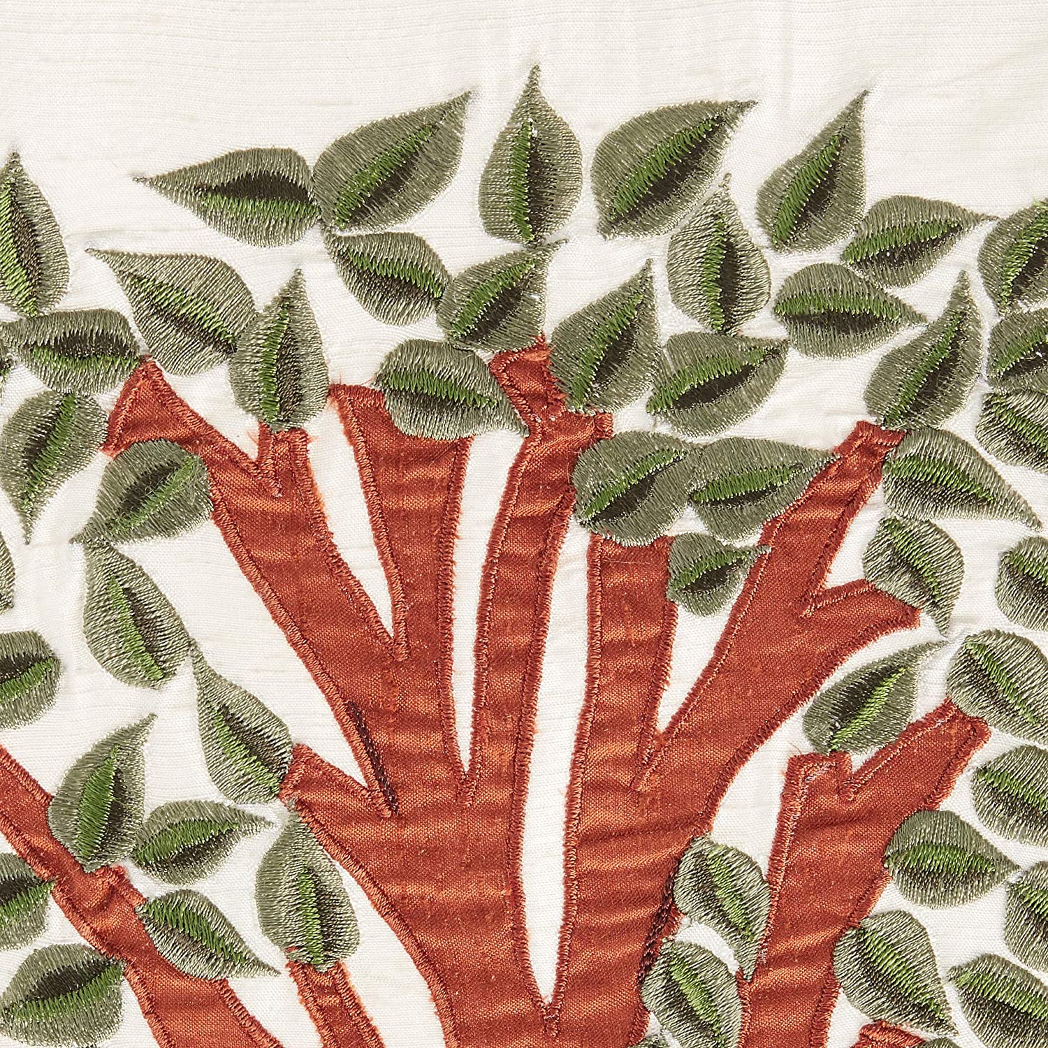 Handmade Ivory Silk Table Runner Tree of Life Embroidery and Hand Beading - 18"x72" Arcadia Home - Che Cose Belle