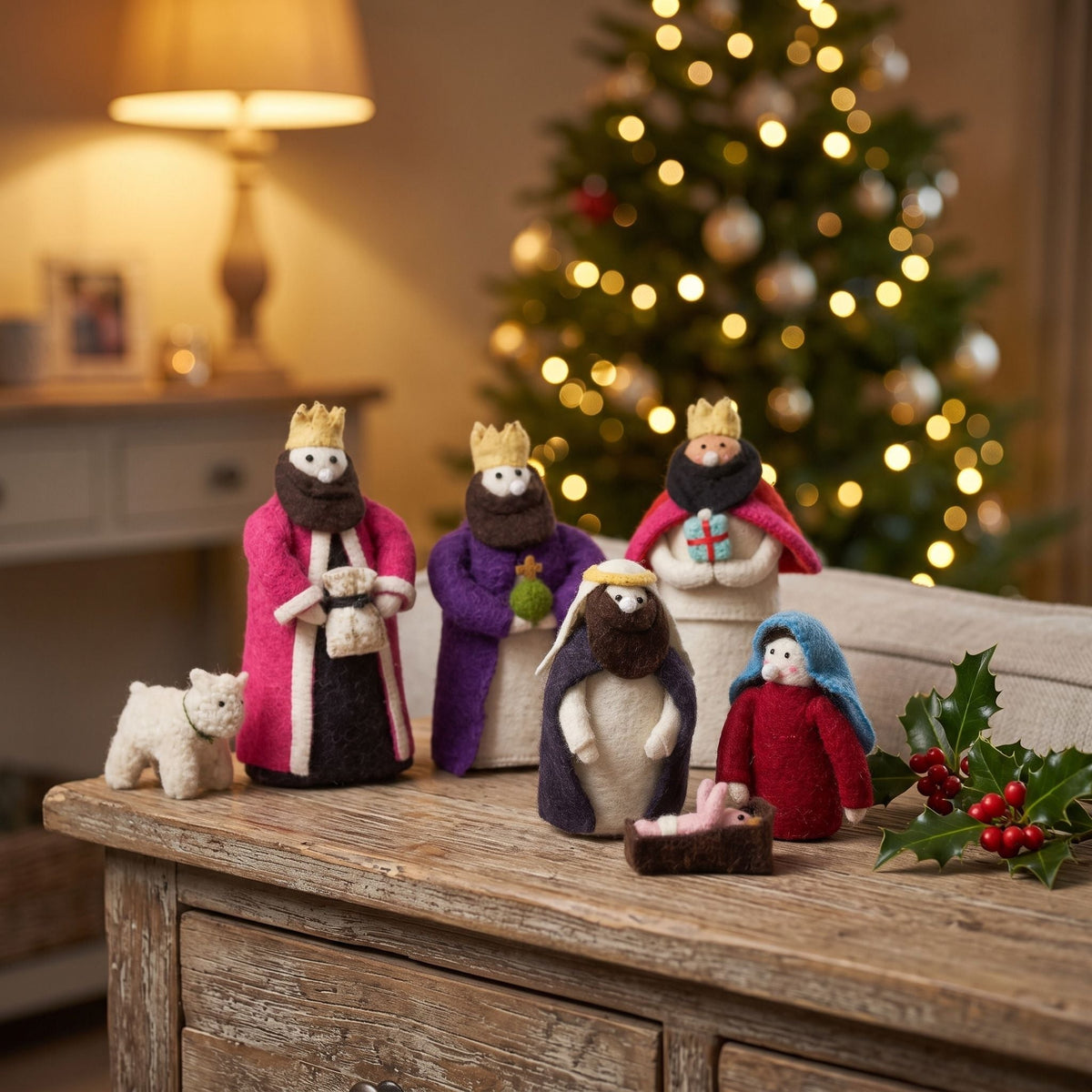 Handmade Nativity Scene Hand Felted Wool Arcadia Home - Che Cose Belle
