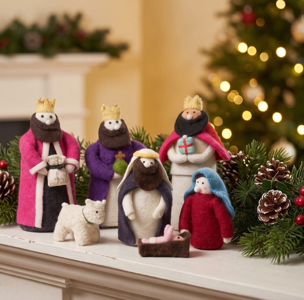 Handmade Nativity Scene Hand Felted Wool Arcadia Home - Che Cose Belle
