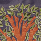 Handmade Navy Silk Table Runner Tree of Life Embroidery and Hand Beading - 18"x72" Arcadia Home - Che Cose Belle