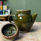 Handmade Olive Green Stoneware Teapot | Wheel-Thrown Ceramic Teapot - Che Cose Belle