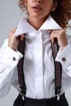 Lava Orange Floral Print Handmade Italian Cufflinks with Clear Resin