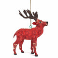 Handmade Paper Mache Red Reindeer Christmas Ornament Arcadia Home