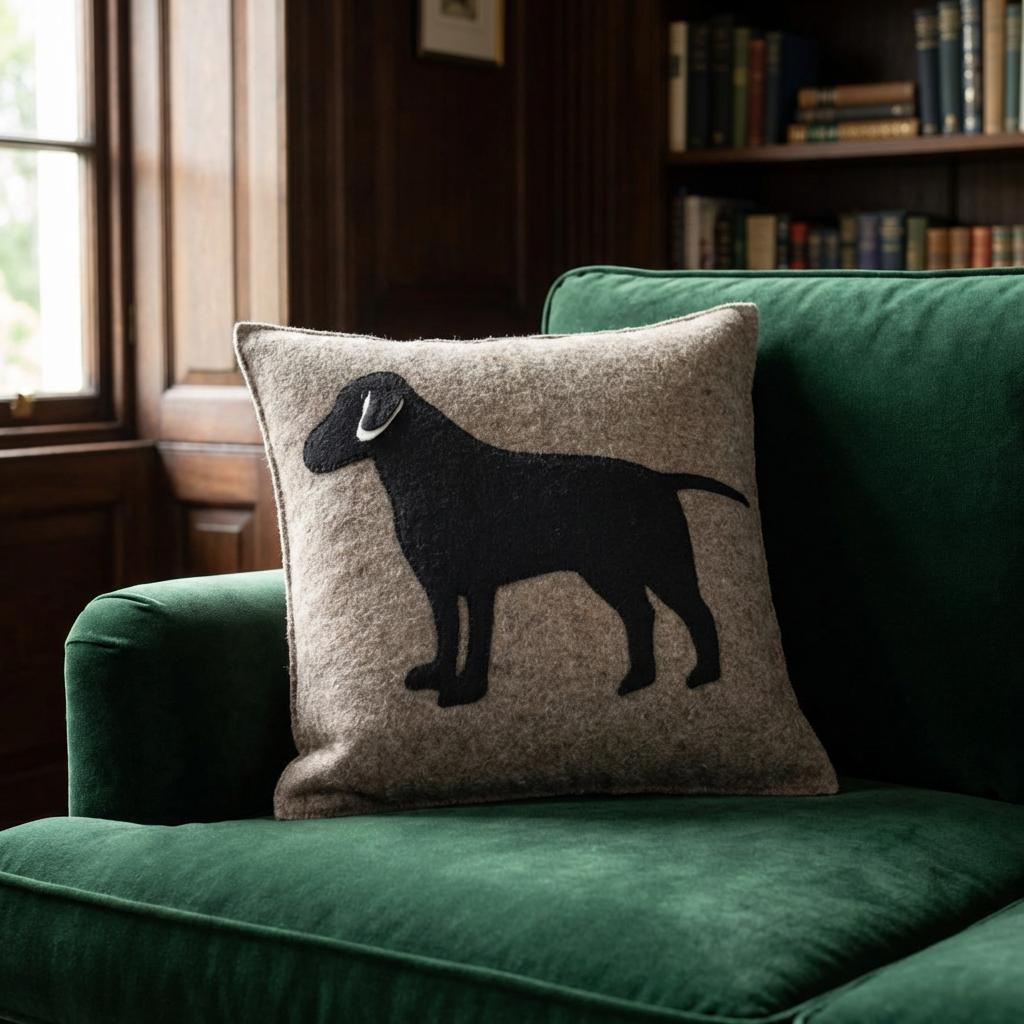 Handmade Pillow Hand Felted Wool - Black Lab Gray - 20" Arcadia Home - Che Cose Belle