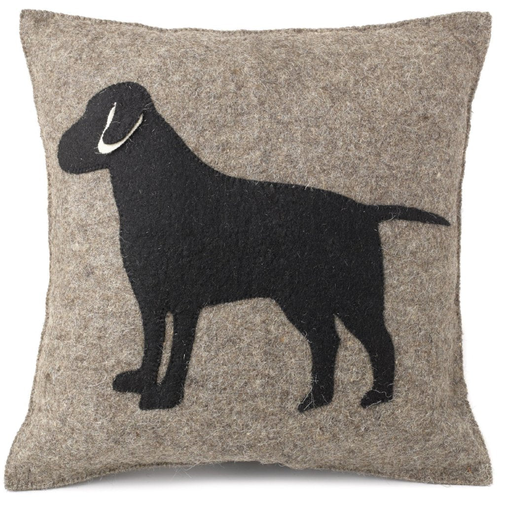 Handmade Pillow Hand Felted Wool - Black Lab Gray - 20" Arcadia Home - Che Cose Belle
