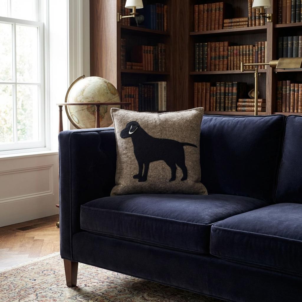 Handmade Pillow Hand Felted Wool - Black Lab Gray - 20" Arcadia Home - Che Cose Belle