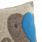 Handmade Pillow Hand Felted Wool - Blue Elephant Gray - 18" Arcadia Home - Che Cose Belle