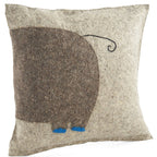 Handmade Pillow Hand Felted Wool - Blue Elephant Gray - 18" Arcadia Home - Che Cose Belle