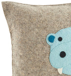Handmade Pillow Hand Felted Wool - Blue Hippo Gray - 18" Arcadia Home - Che Cose Belle