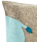Handmade Pillow Hand Felted Wool - Blue Hippo Gray - 18" Arcadia Home - Che Cose Belle