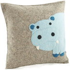 Handmade Pillow Hand Felted Wool - Blue Hippo Gray - 18" Arcadia Home - Che Cose Belle