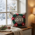 Handmade Pillow Hand Felted Wool - LOVE Wreath Gray - 20" Arcadia Home - Che Cose Belle