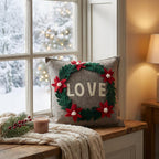 Handmade Pillow Hand Felted Wool - LOVE Wreath Gray - 20" Arcadia Home - Che Cose Belle