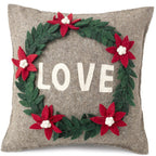 Handmade Pillow Hand Felted Wool - LOVE Wreath Gray - 20" Arcadia Home - Che Cose Belle