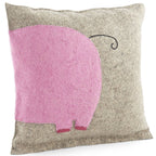 Handmade Pillow Hand Felted Wool - Pink Elephant Gray - 18" Arcadia Home - Che Cose Belle