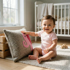Handmade Pillow Hand Felted Wool - Pink Elephant Gray - 18" Arcadia Home - Che Cose Belle