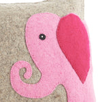 Handmade Pillow Hand Felted Wool - Pink Elephant Gray - 18" Arcadia Home - Che Cose Belle