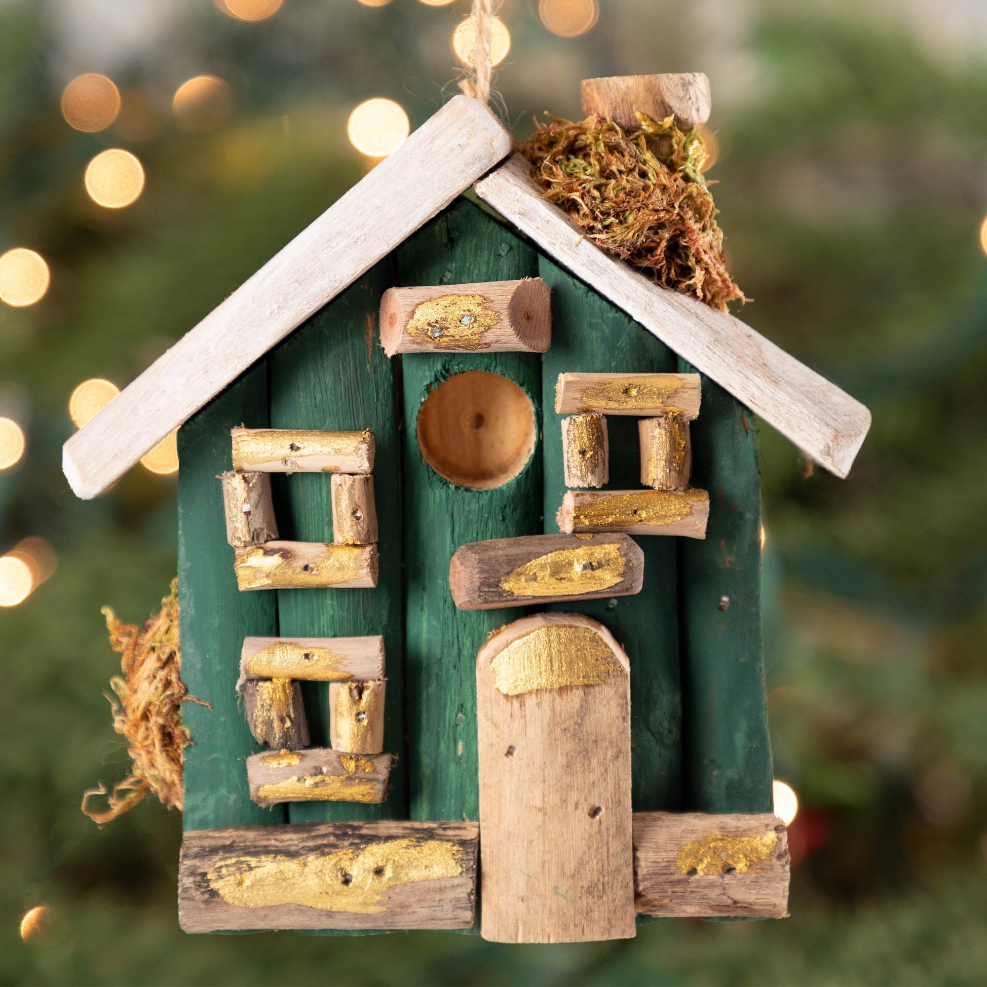 Handmade Recycled Driftwood Christmas House Ornament - Che Cose Belle