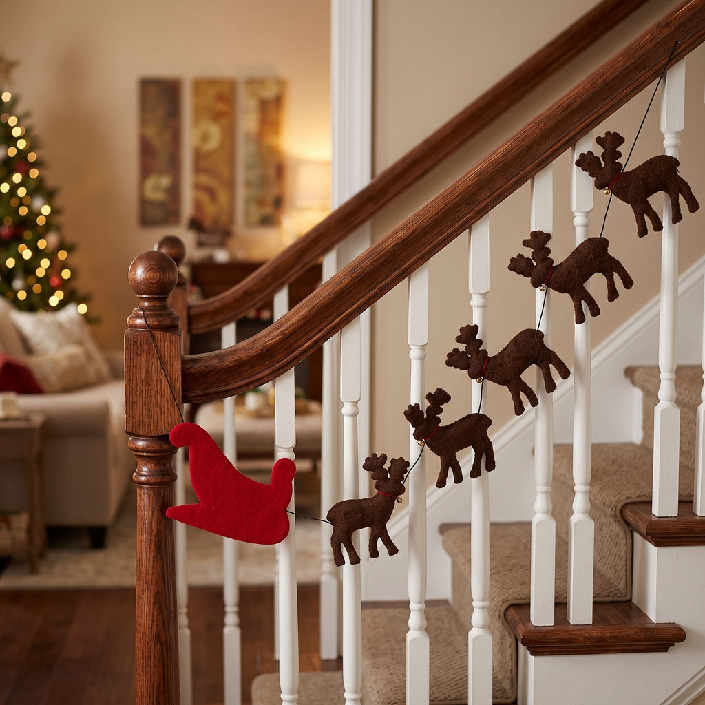 Handmade Reindeer Christmas Garland and Bunting Hand Felted Wool - 6' Arcadia Home - Che Cose Belle