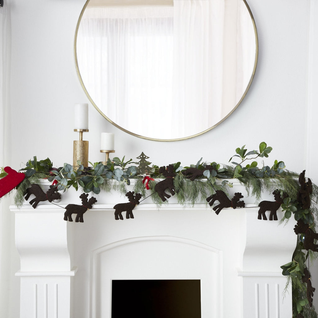 Handmade Reindeer Christmas Garland and Bunting Hand Felted Wool - 6' Arcadia Home - Che Cose Belle