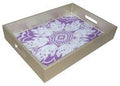 Handmade Reverse Painted Mirror Tray  Lavender - Medium Arcadia Home