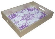 Handmade Reverse Painted Mirror Tray  Lavender - Medium Arcadia Home