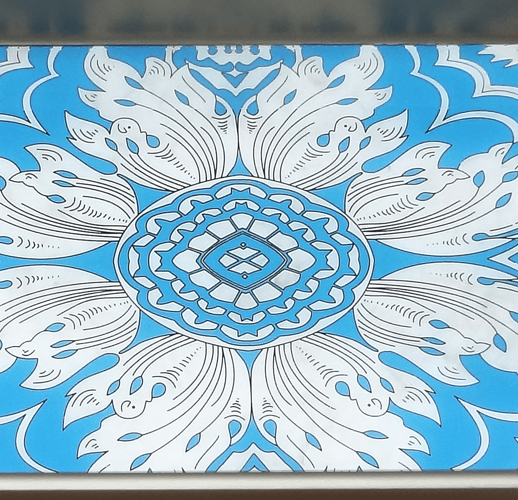 Handmade Reverse Painted Mirror Tray Sky Blue - Medium Arcadia Home - Che Cose Belle