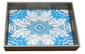 Handmade Reverse Painted Mirror Tray Sky Blue - Medium Arcadia Home