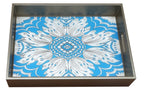 Handmade Reverse Painted Mirror Tray Sky Blue - Medium Arcadia Home