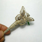 Handmade Silver Jade Butterfly Hairpin - Che Cose Belle