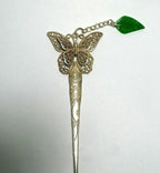 Handmade Silver Jade Butterfly Hairpin - Che Cose Belle