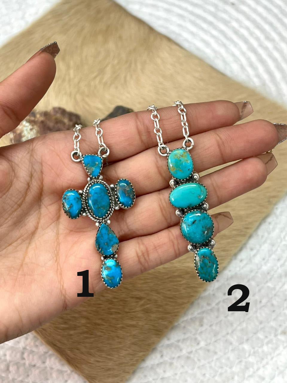 Handmade Sterling Silver Arizona Blue Turquoise Necklace "Signed Nizhoni" - Che Cose Belle