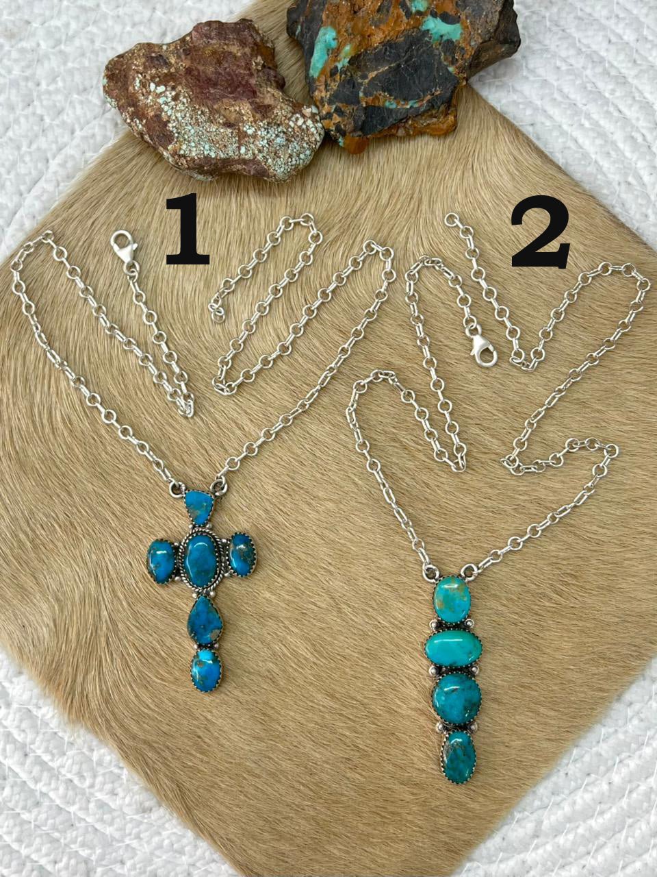 Handmade Sterling Silver Arizona Blue Turquoise Necklace "Signed Nizhoni" - Che Cose Belle