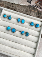 Handmade Sterling Silver Arizona Blue Turquoise Post Studs Earrings "Signed Nizhoni" - Che Cose Belle