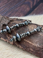 Handmade Sterling Silver Beaded Dangle Hook Earrings "Signed Nizhoni" - Che Cose Belle