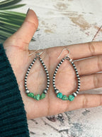 Handmade Sterling Silver Beaded Emerald Valley Hook Hoop Earrings - Che Cose Belle