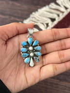 Handmade Sterling Silver Golden Hills and White Collection Blossom Pendant "Signed Nizhoni" - Che Cose Belle