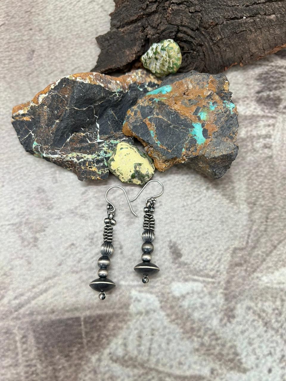 Handmade Sterling Silver Hook Beaded Earrings "Signed Nizhoni" - Che Cose Belle