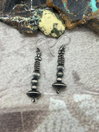 Handmade Sterling Silver Hook Beaded Earrings "Signed Nizhoni" - Che Cose Belle
