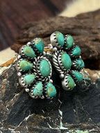 Handmade Sterling Silver Multi Stone Studs Earrings "Signed Nizhoni" - Che Cose Belle