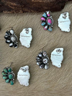Handmade Sterling Silver Multi Stone Studs Earrings "Signed Nizhoni" - Che Cose Belle