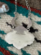 Handmade Sterling Silver Sonoran Mountain Turquoise with White Water Turquoise Necklace "Signed Nizhoni" - Che Cose Belle