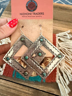 Handmade Sterling Silver & Turquoise Concho Dangle Earrings by Kimari Somers - Che Cose Belle