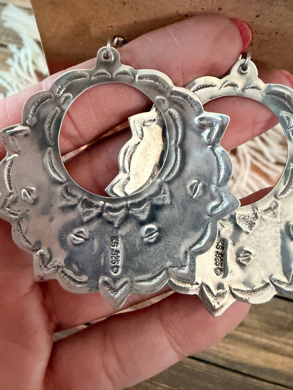 Handmade Sterling Silver & Turquoise Concho Dangle Earrings by Kimari Somers - Che Cose Belle