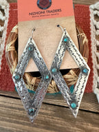 Handmade Sterling Silver & Turquoise Concho Dangle Earrings by Kimari Somers - Che Cose Belle