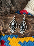 Handmade Sterling Silver White Buffalo Hook Dangle Earrings "Signed Nizhoni" - Che Cose Belle