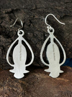 Handmade Sterling Silver White Buffalo Hook Dangle Earrings "Signed Nizhoni" - Che Cose Belle
