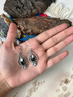Handmade Sterling Silver White Buffalo Hook Dangle Earrings "Signed Nizhoni" - Che Cose Belle