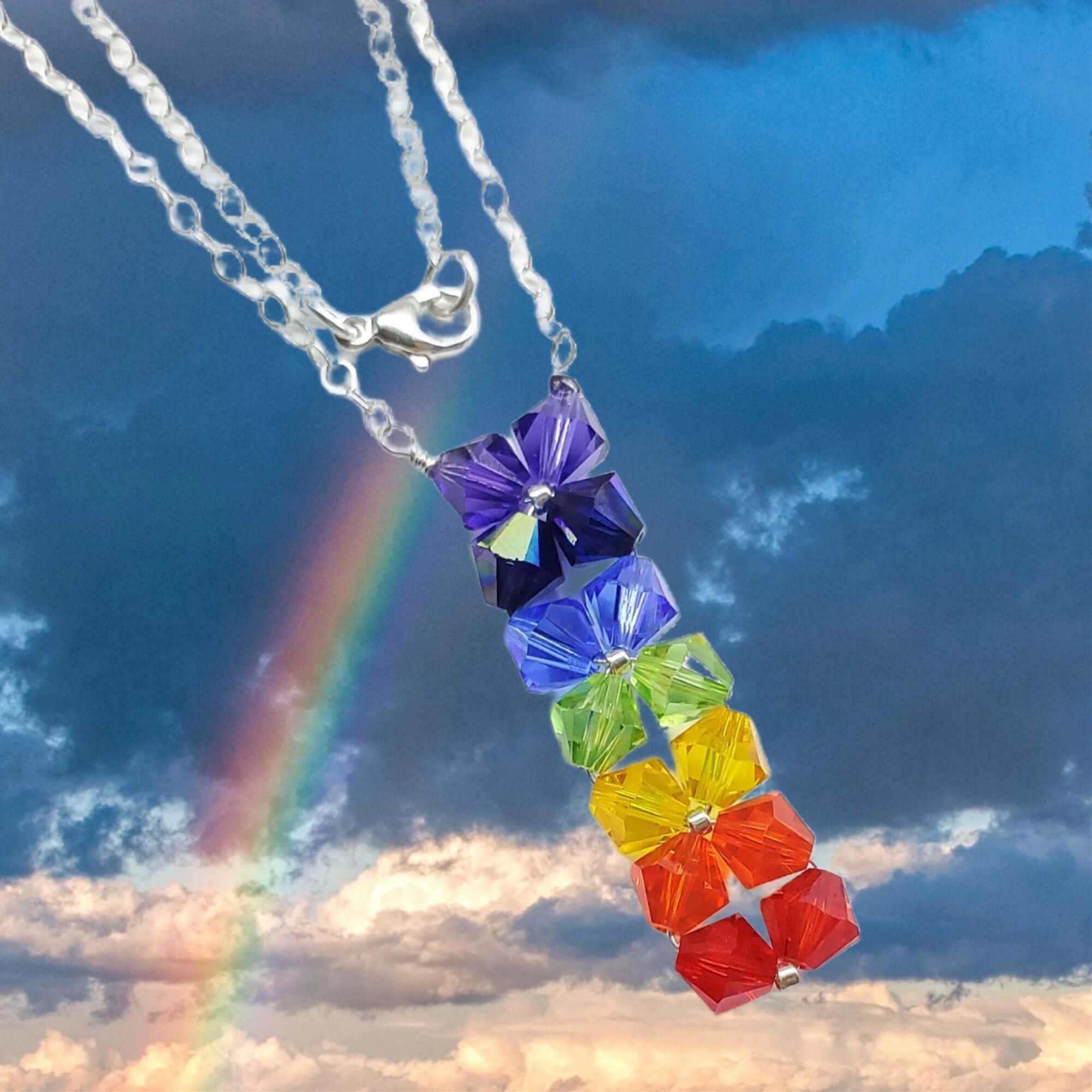 Handmade True Rainbow Crystal Rock Candy Necklace - Che Cose Belle